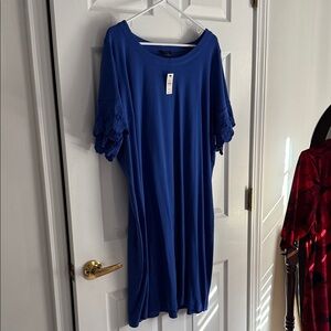 Talbots Royal Blue Dress with Lace Sleeves
